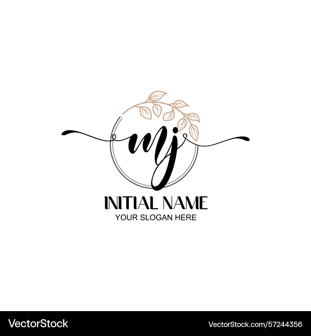 Elegant mj initial logo design with botanical Elegant mj initial logo design with botanical vector image