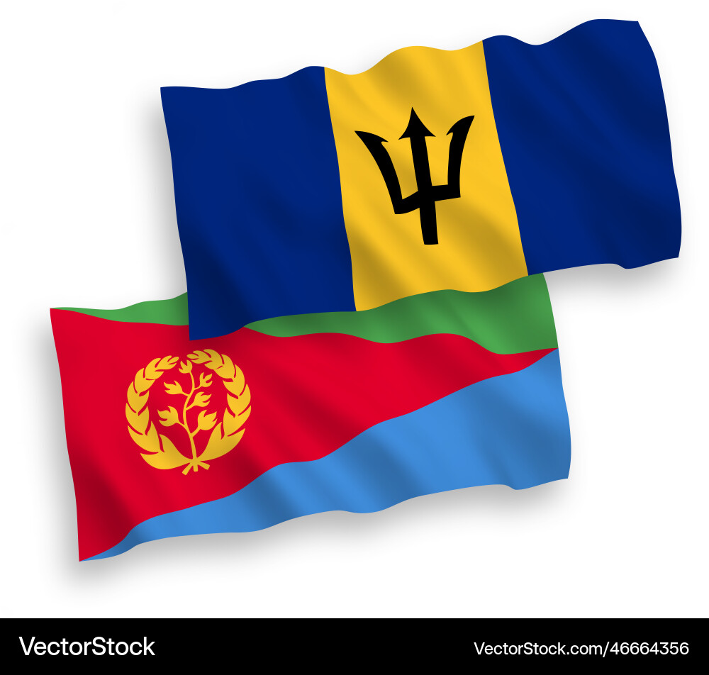 Flags of eritrea and barbados on a white Vector Image