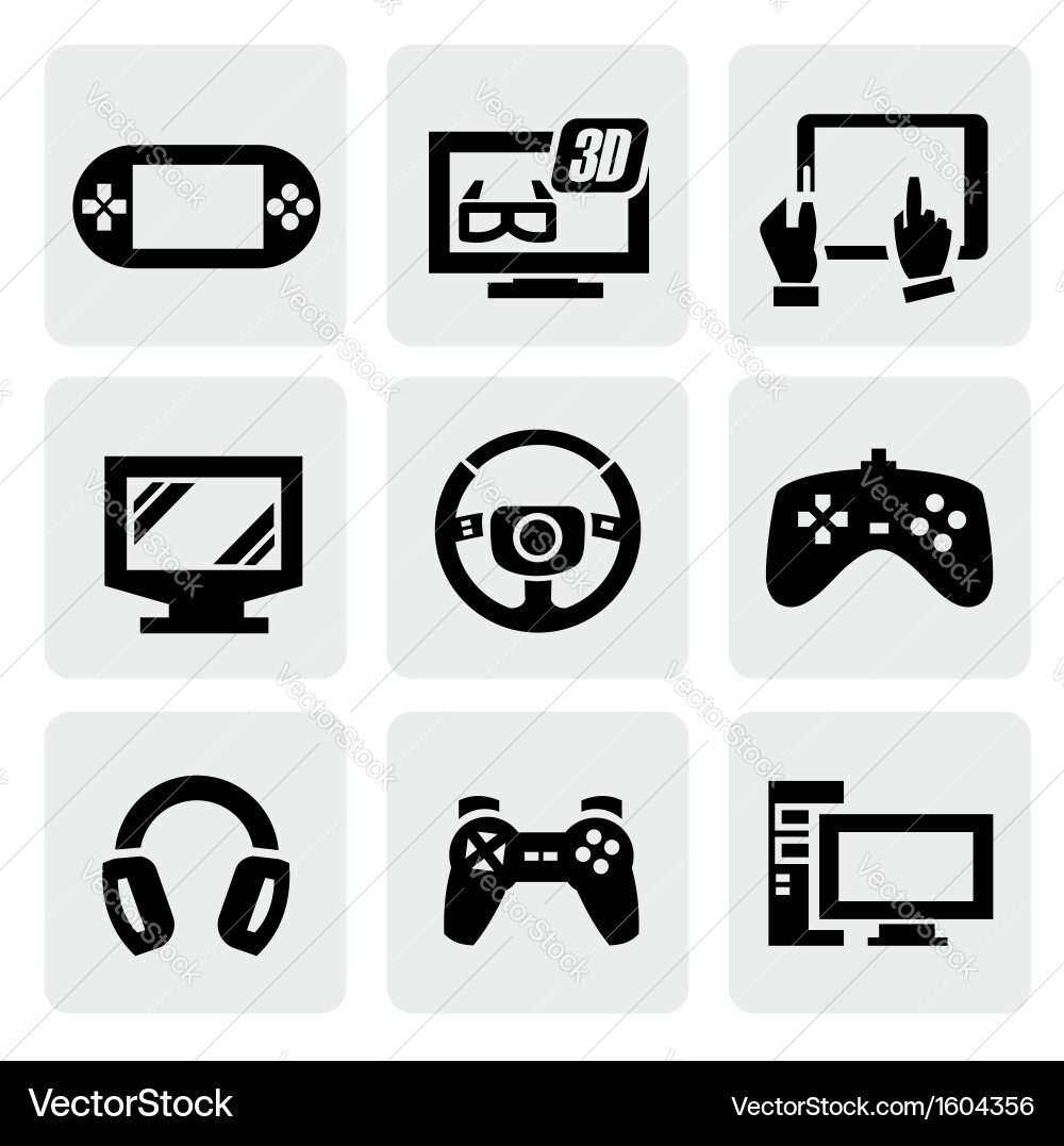 Gaming Icon Set - Diverse Controllers & Symbols Vector Image