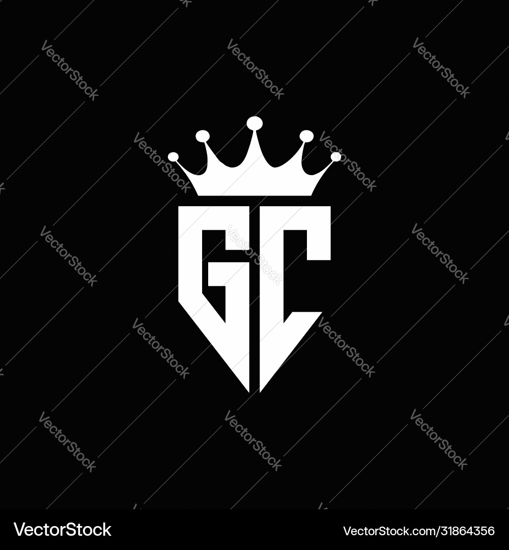 Gc logo monogram emblem style with crown shape vector image