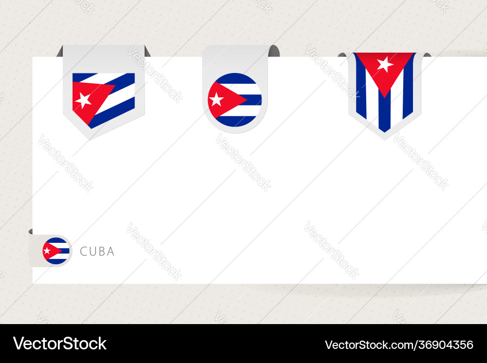 Label flag collection cuba in different shape vector image