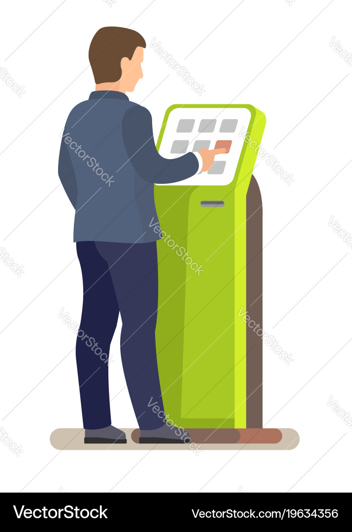 Man using electronic self service payment system vector image