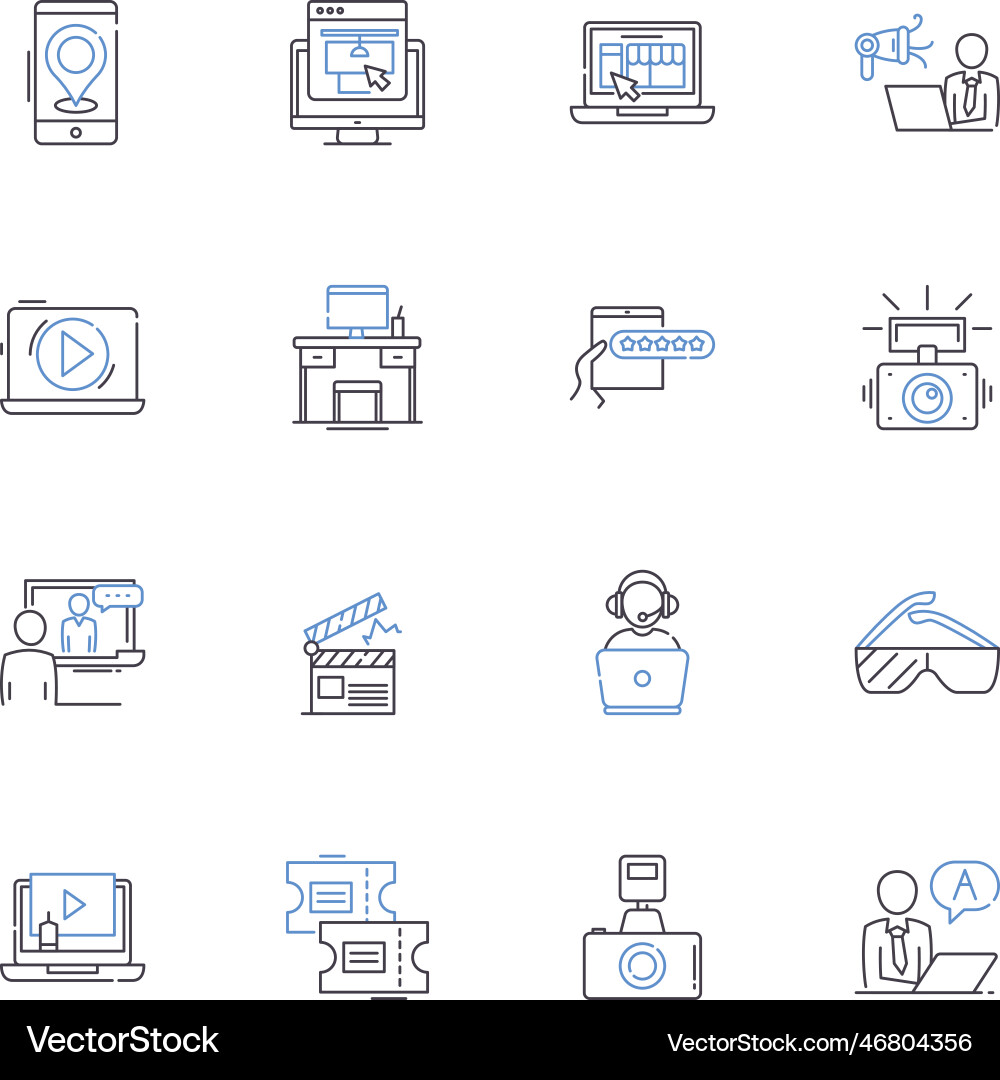 Motion graphics line icons collection animation Vector Image