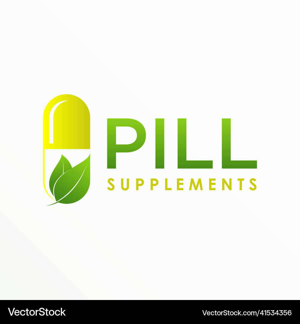 Pill and leaf logo design abstract stock Vector Image