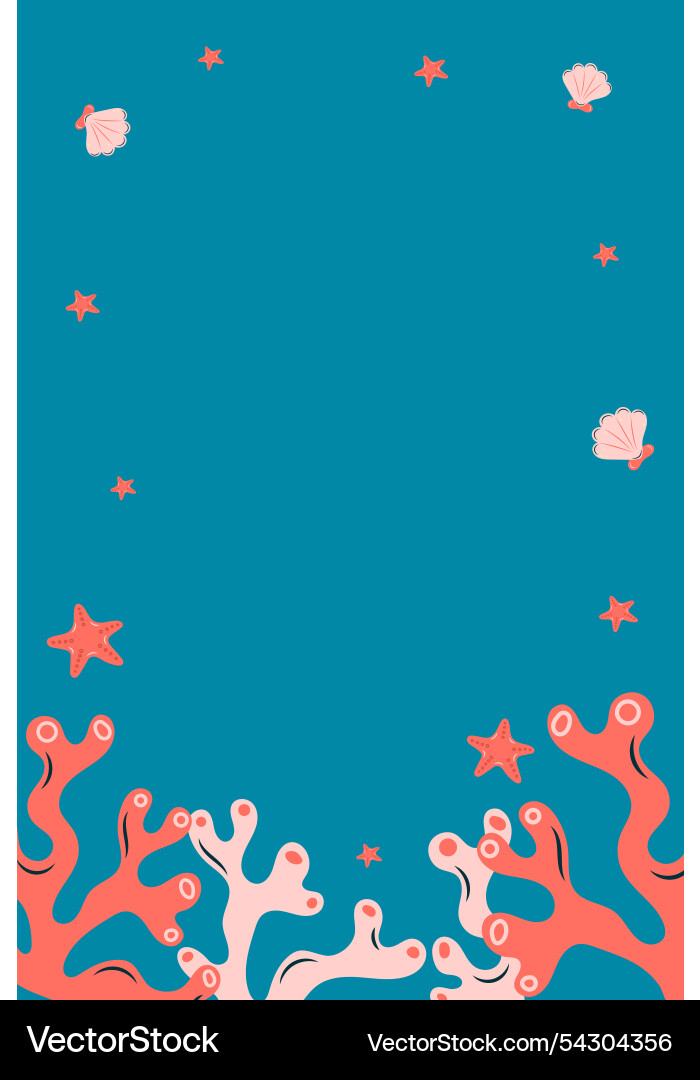 Rectangular sea frame with corals at the bottom Rectangular sea frame with corals at the bottom vector image