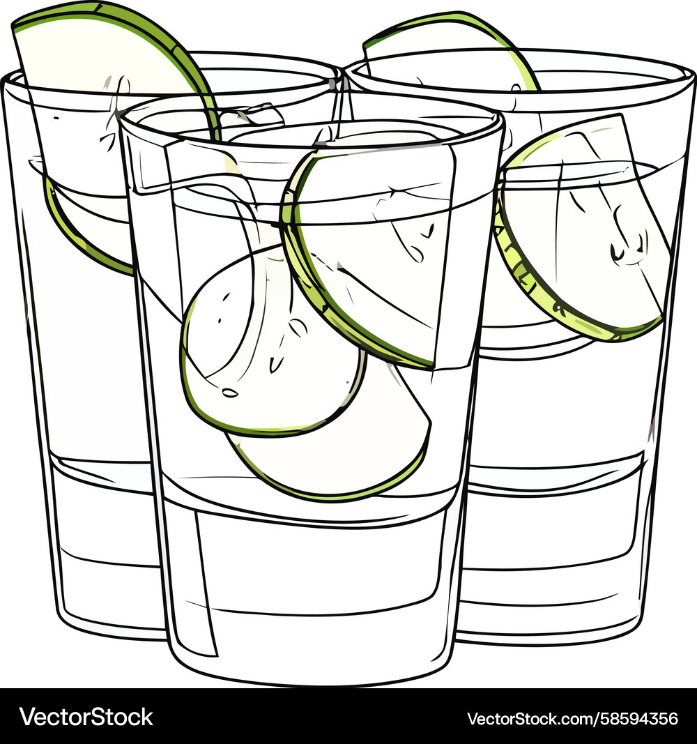 Refreshing Cucumber Line Art Vector Image