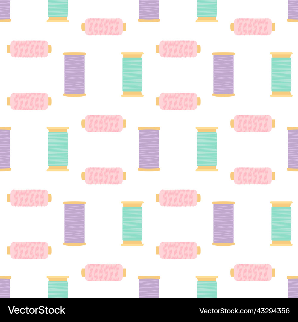 Seamless pattern with cartoon spools of thread Seamless pattern with cartoon spools of thread Vector Image