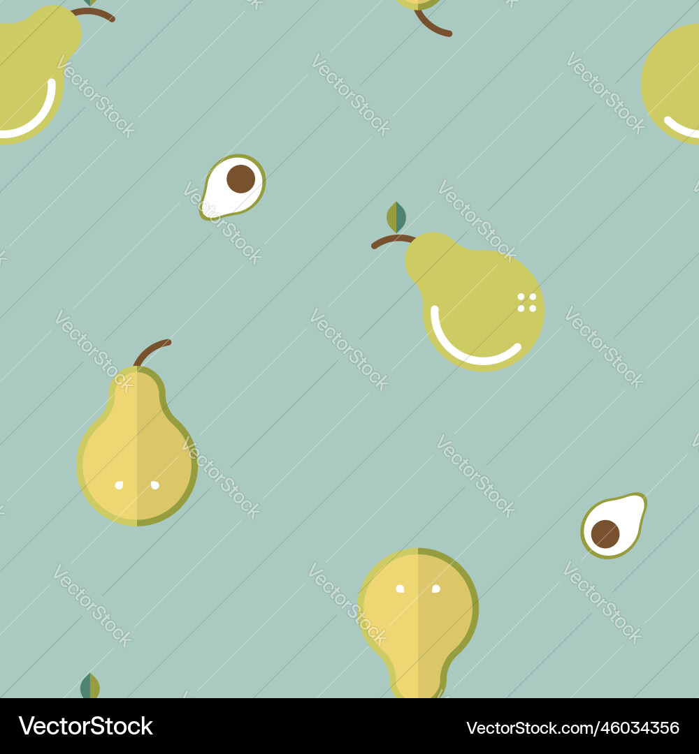Seamless pear and sliced avocado repeat pattern Seamless pear and sliced avocado repeat pattern vector image