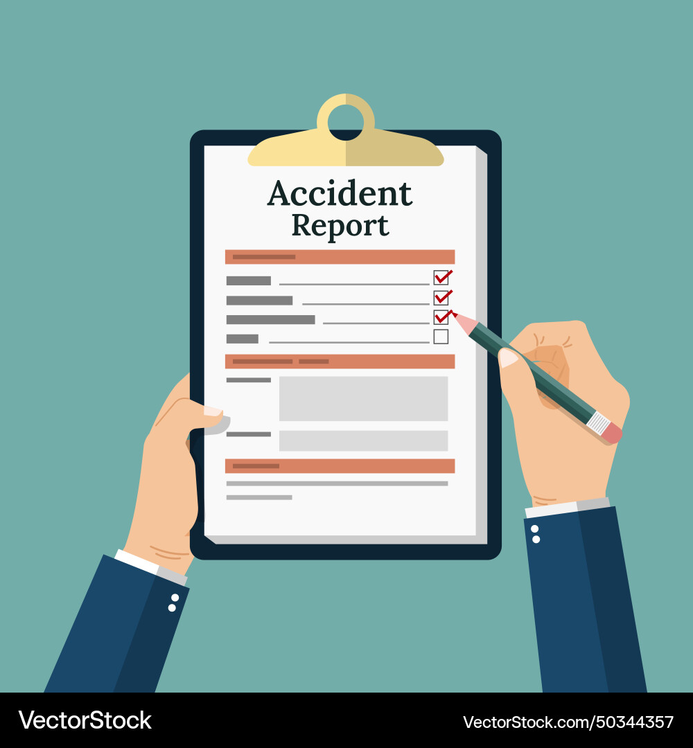 Accident report form a man write application vector image