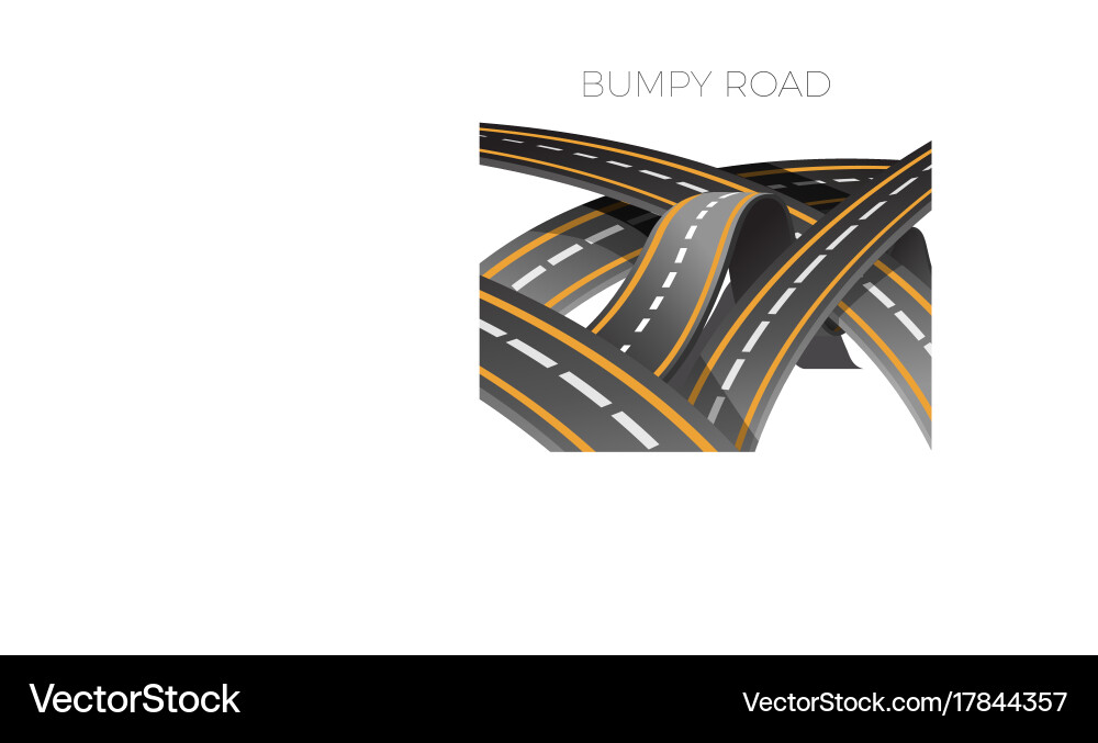 Bumpy road icon uneven dangerous wave path vector image