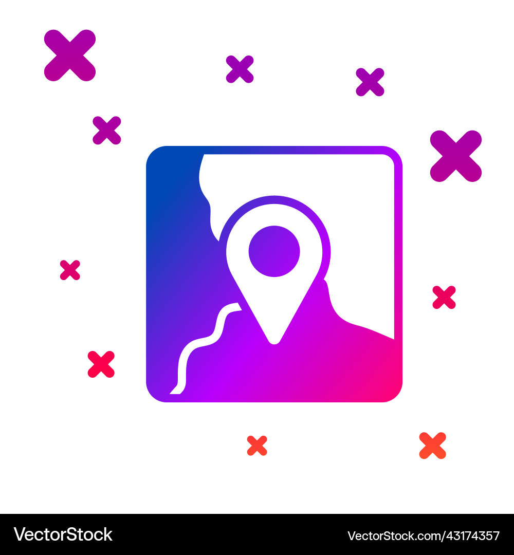 Color folded map with location marker icon Color folded map with location marker icon vector image