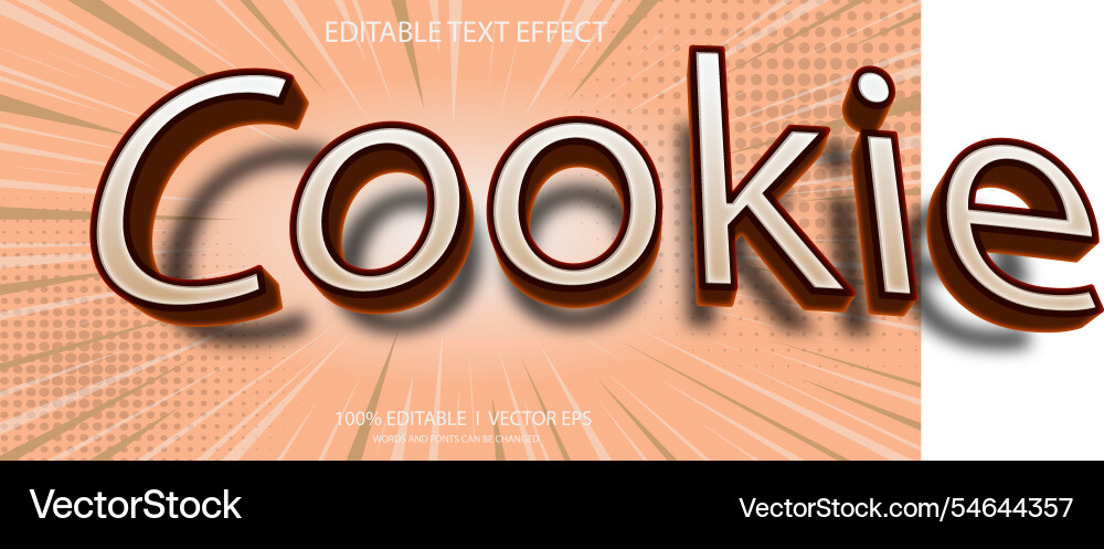 Cookie 3d text effect with modern style design Cookie 3d text effect with modern style design vector image