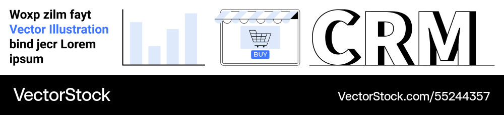 Crm concept with shopping cart and analytics chart Crm concept with shopping cart and analytics chart Vector Image
