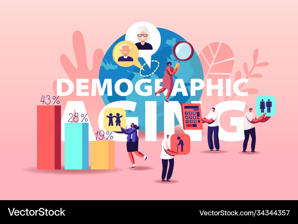 Demographic aging concept statistics data Demographic aging concept statistics data Vector Image