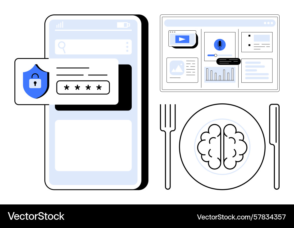 Digital security and data insights with cognitive Digital security and data insights with cognitive vector image