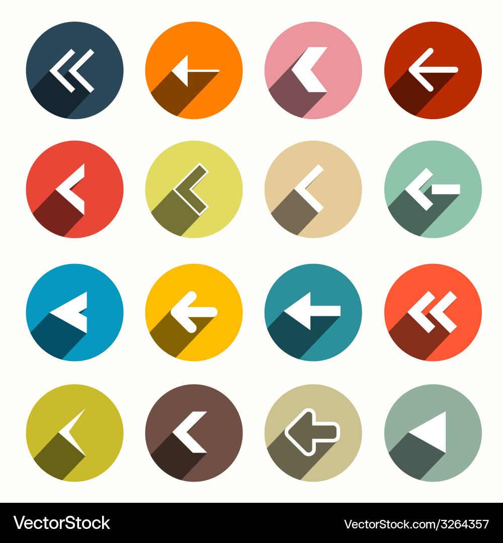 Flat design arrows with shadows set in circles vector image
