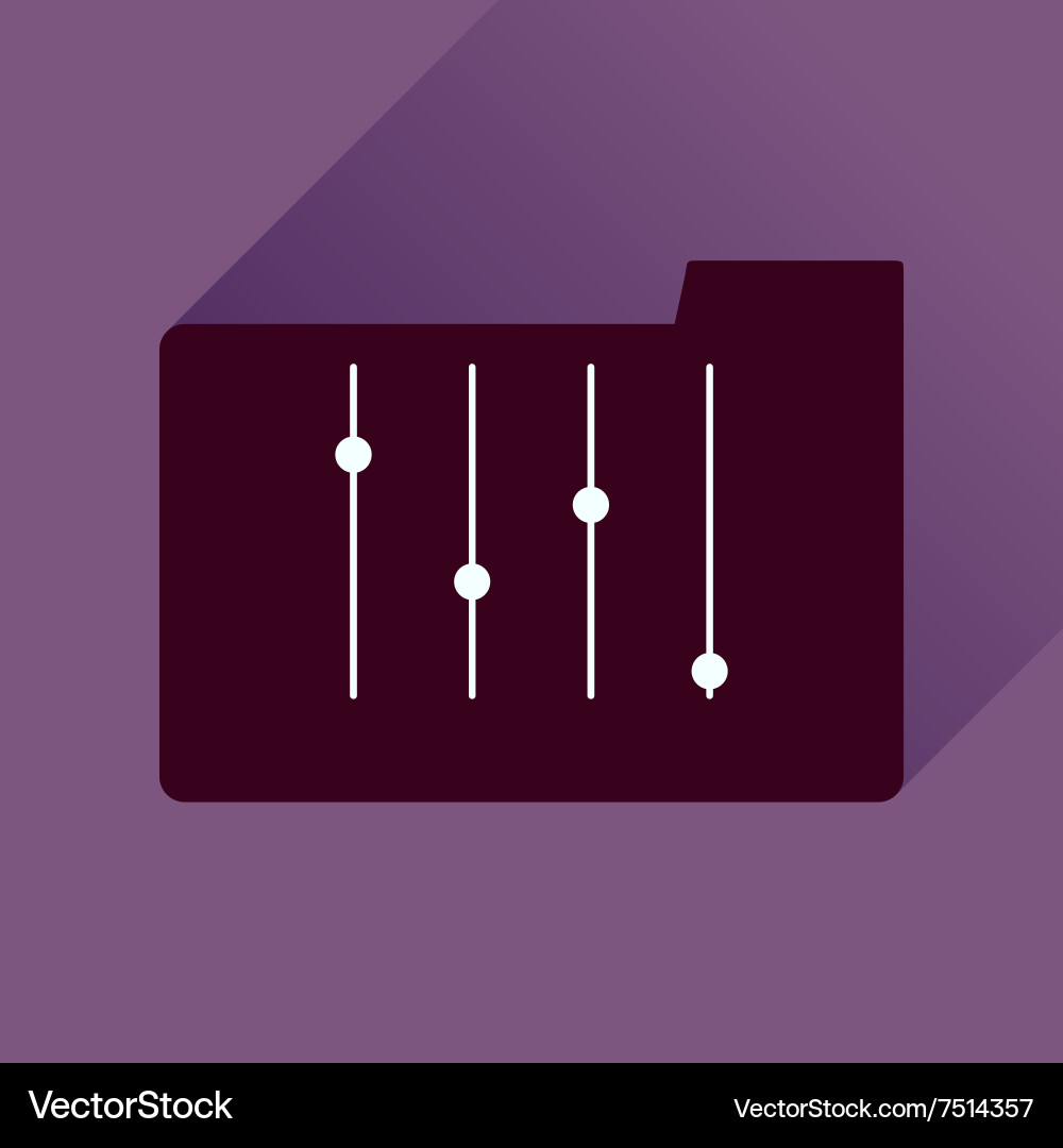 Flat icon with long shadow folder equalizer vector image