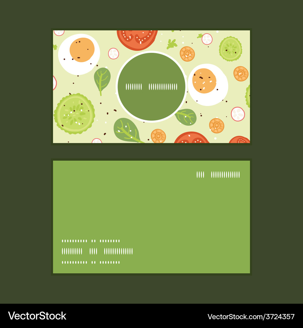 Fresh salad vertical round frame pattern vector image