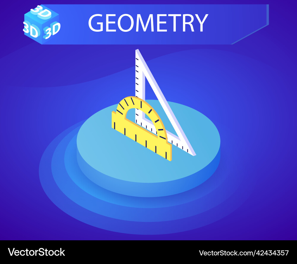 Geometry isometric design icon web 3d colorful Geometry isometric design icon web 3d colorful vector image