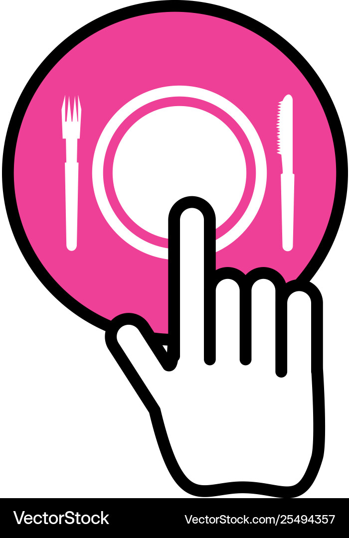 Hand cursor index with restaurant app vector image