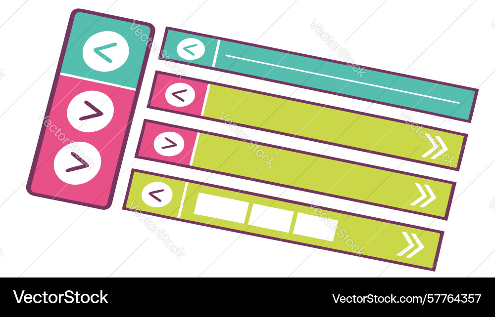 Horizontal ui elements with icons and arrows vector image