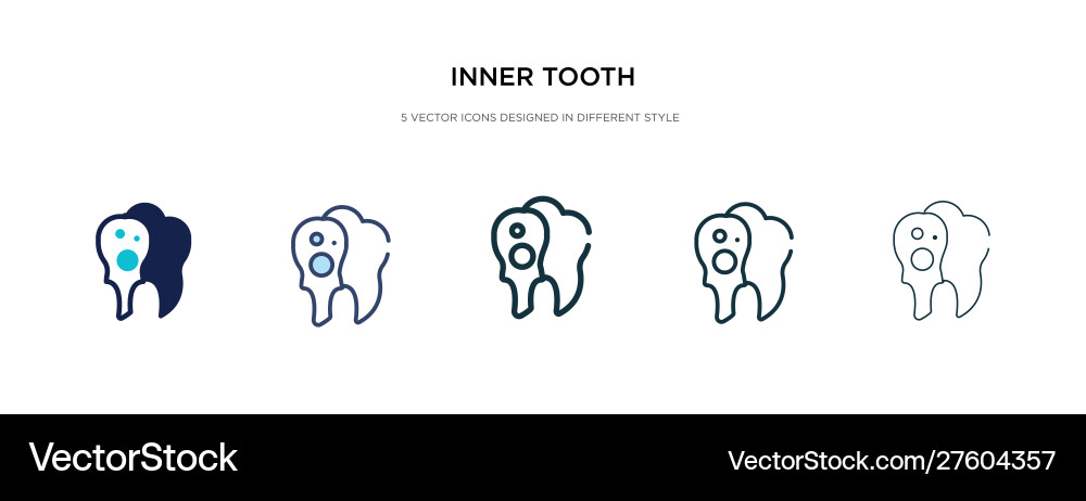 Inner tooth icon in different style two colored Vector Image