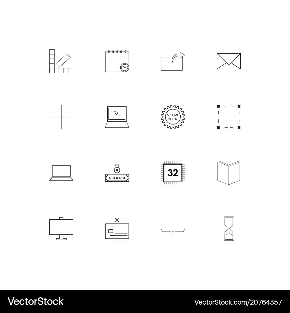 Internet technologies linear thin icons set vector image
