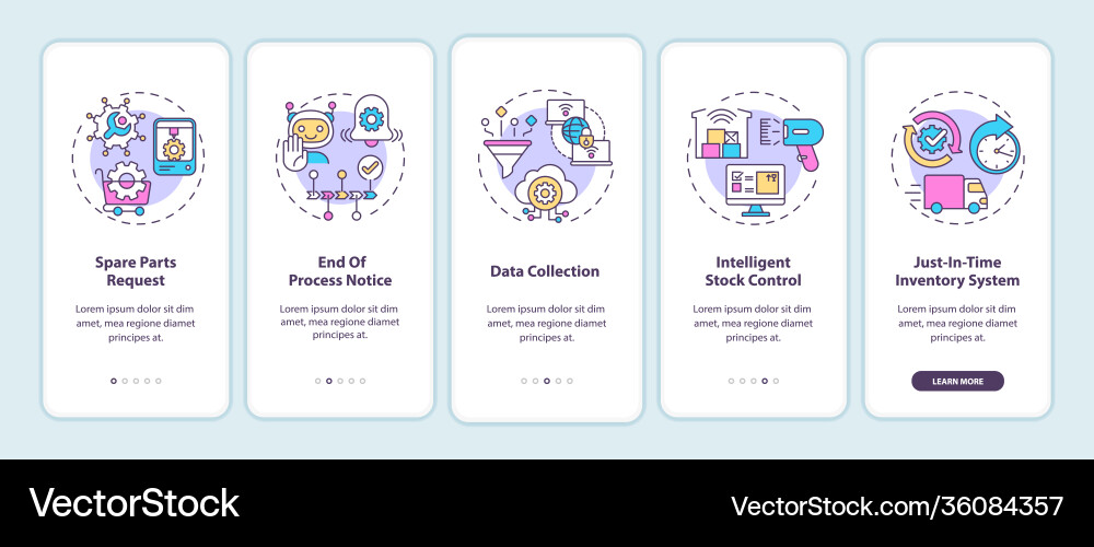 M2m communication types onboarding mobile app M2m communication types onboarding mobile app vector image