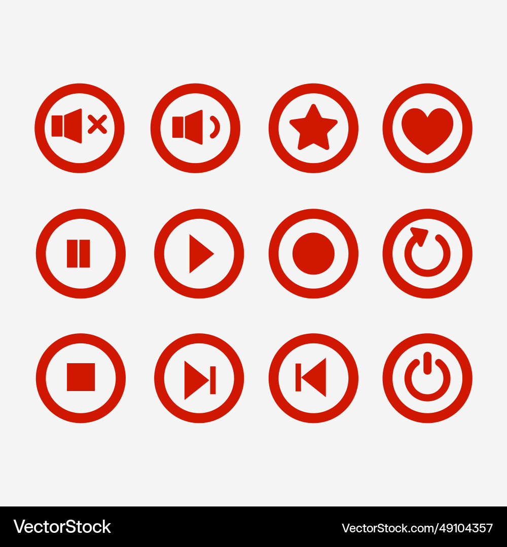 Media player buttons set Vector Image