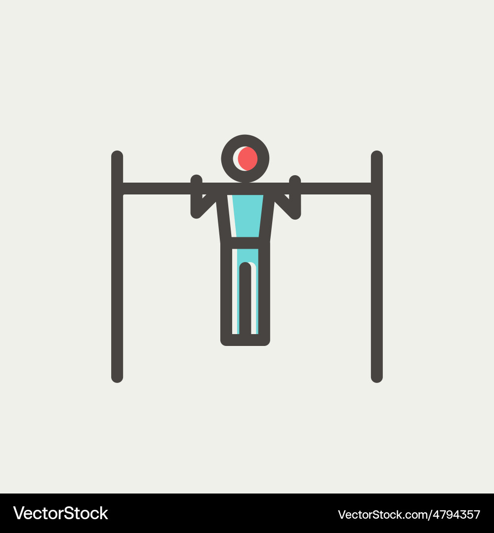Pull up exercise in bar thin line icon vector image