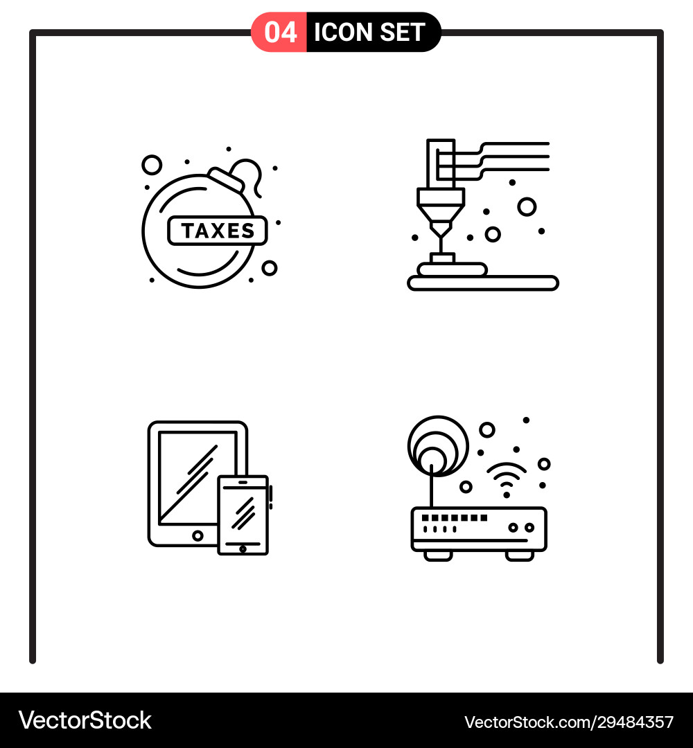Set 4 line style icons for web and mobile Vector Image