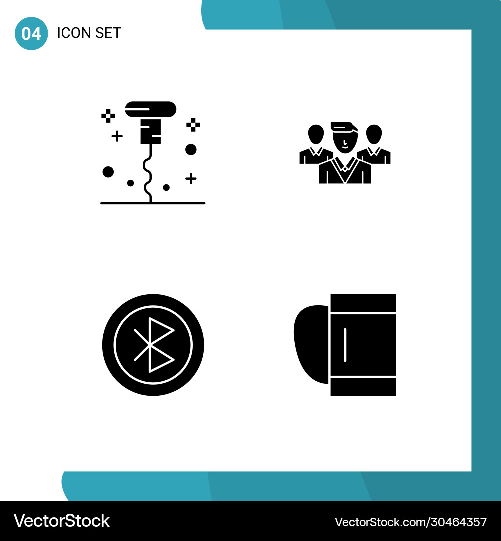 Set 4 solid glyphs on grid for bottle computer Vector Image