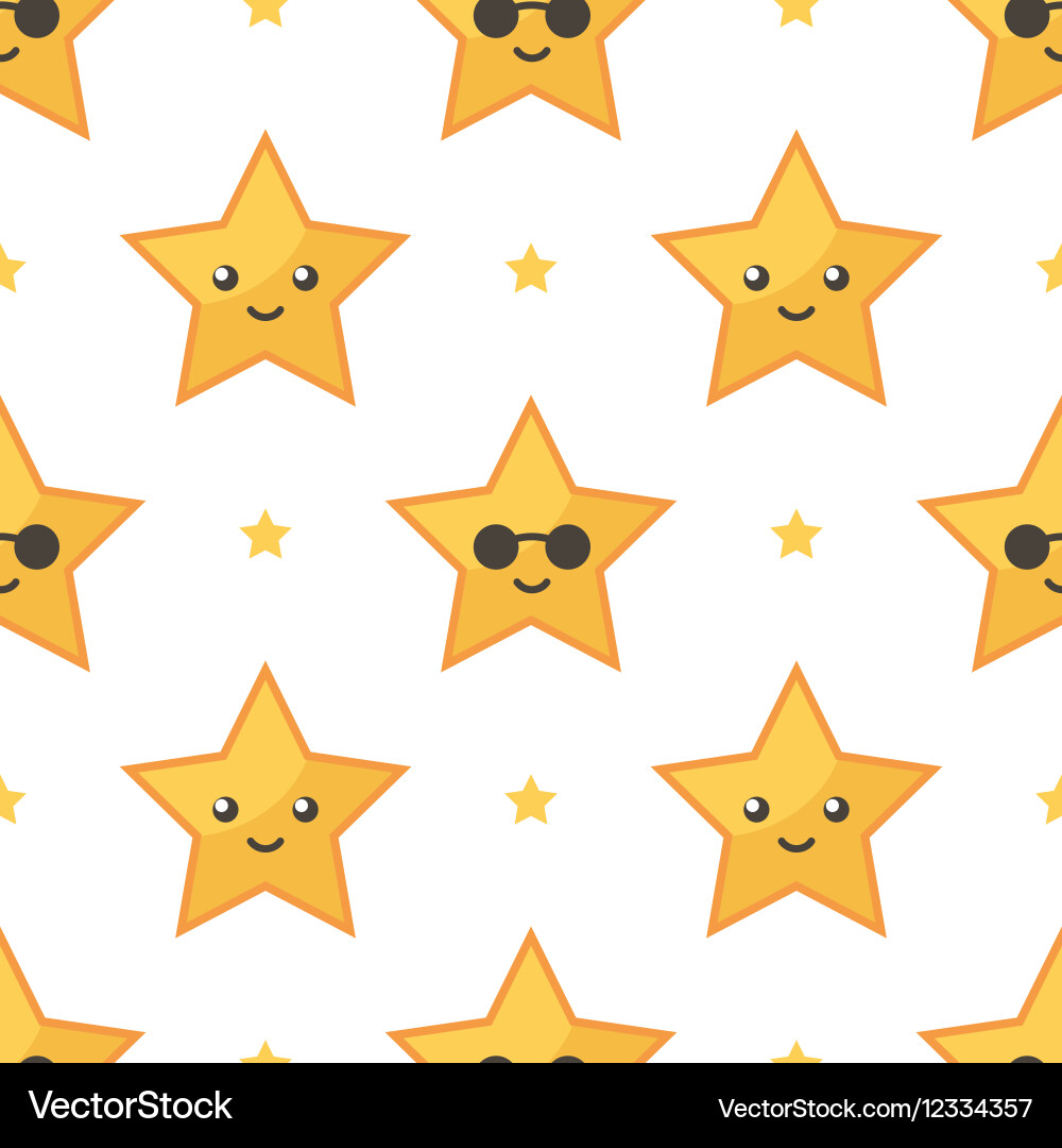 Smiling Star Seamless Pattern vector image
