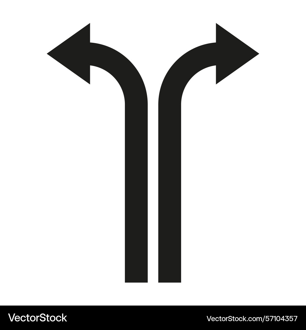 Split arrow icon double turn symbol fork shape Split arrow icon double turn symbol fork shape Vector Image