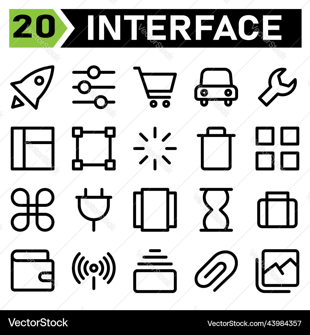 User interface icon set include rocket start up User interface icon set include rocket start up vector image