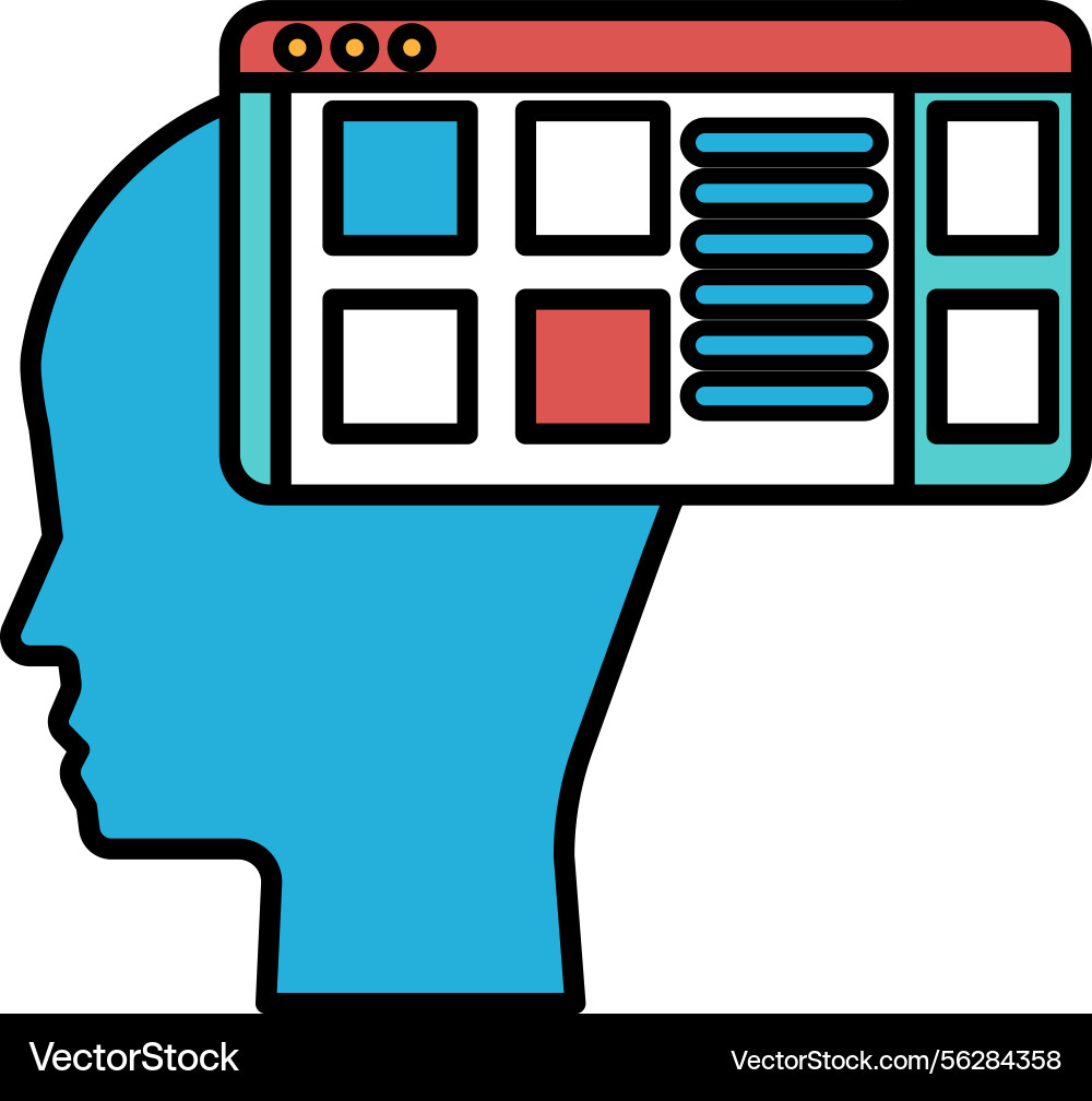 Blue Head with Computer Screen Vector Image