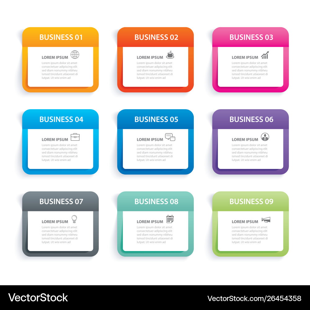 Data Index Template - 9 Elements vector image