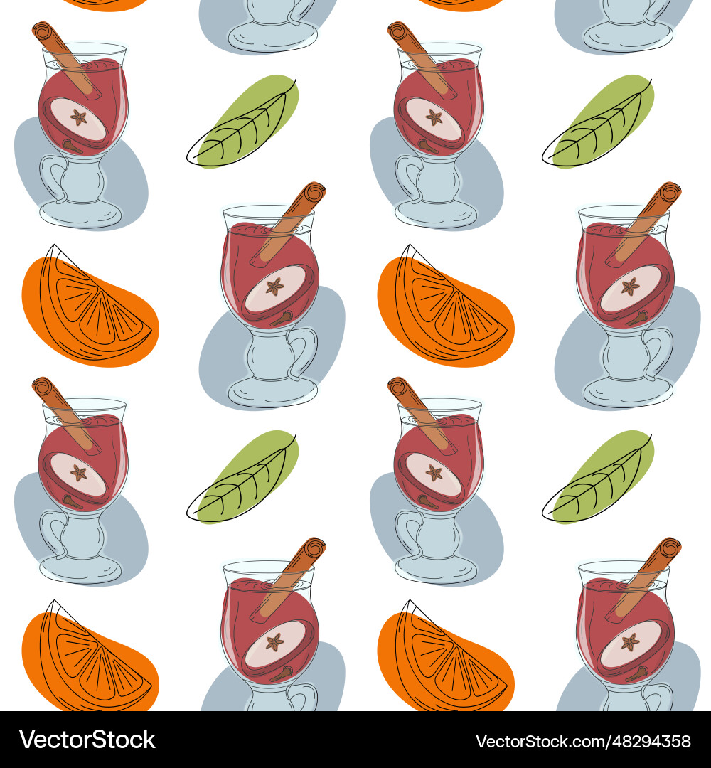 Endless pattern of mulled wine with cinnamon stick Endless pattern of mulled wine with cinnamon stick Vector Image