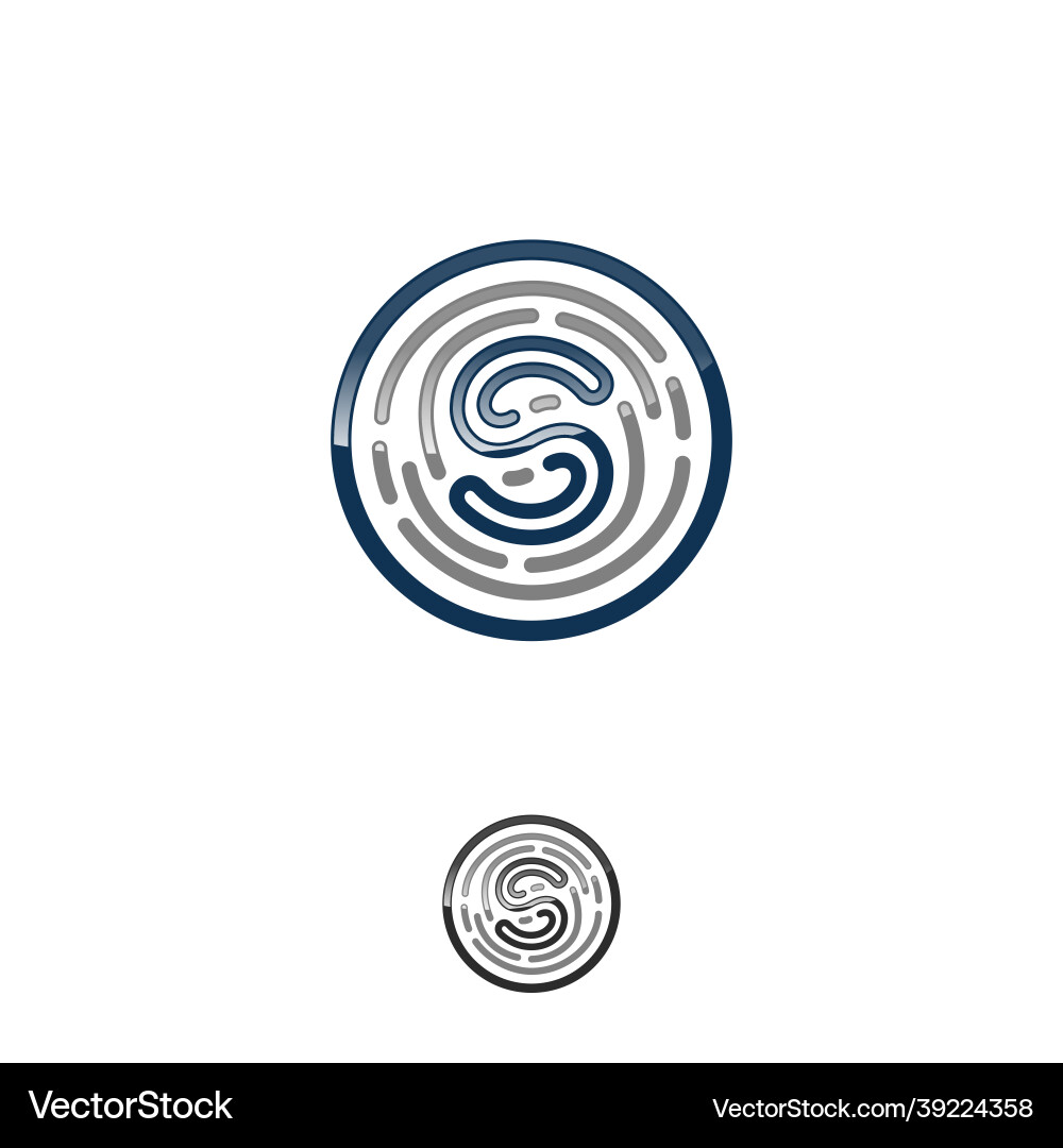 Initial cs letter symbol finggerprint style Vector Image