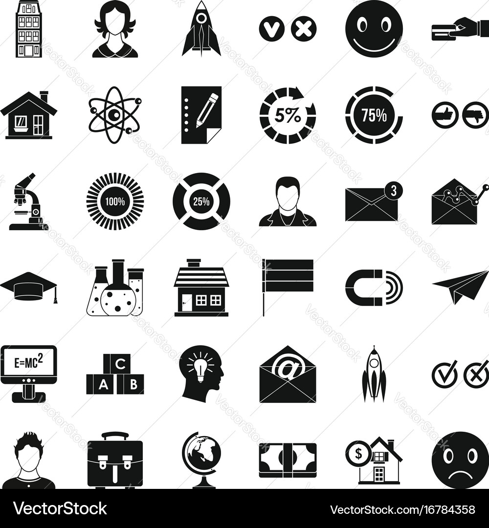 Internet learning icons set simple style vector image