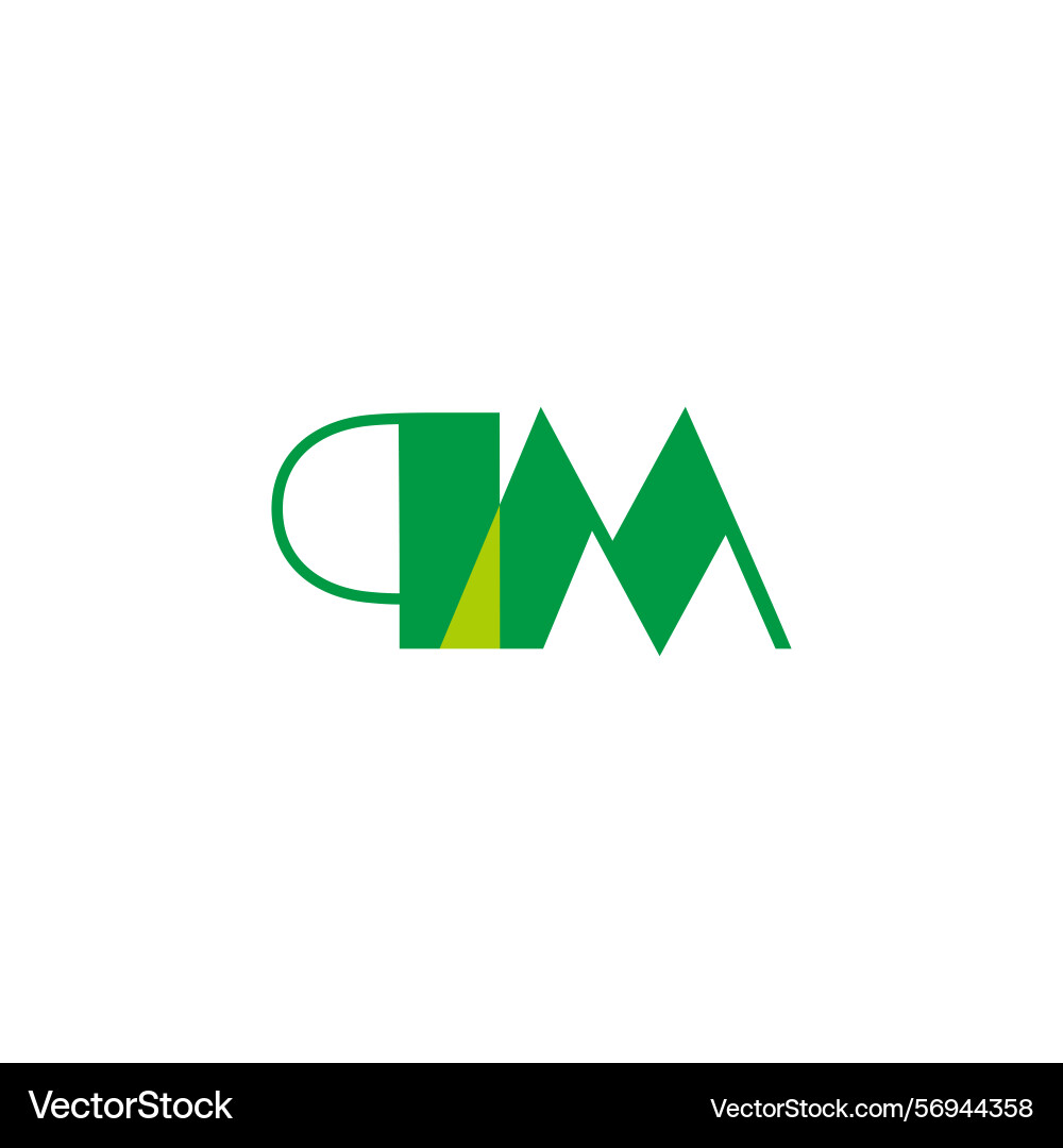 Letters qm green linked geometric logo Vector Image