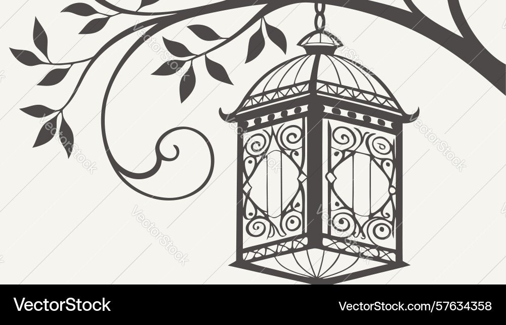 Ornate lantern on tree branch design generative Vector Image