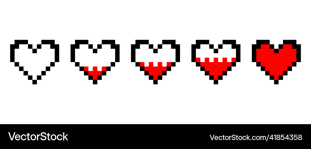 Red heart pixel for game design 8 bit style Red heart pixel for game design 8 bit style vector image