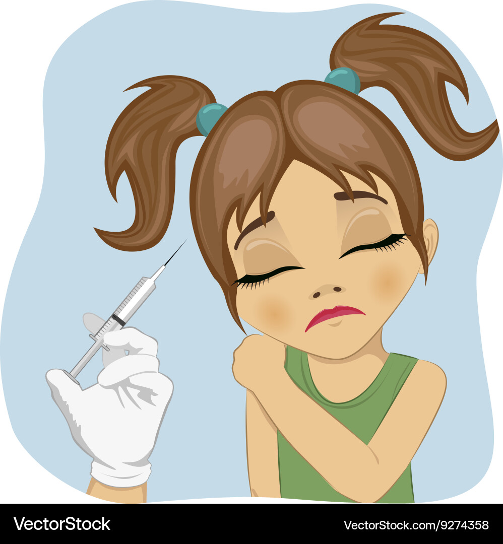 Sad little girl getting a vaccination Vector Image