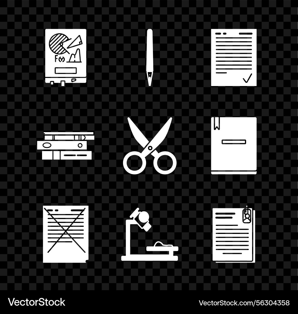 Set board with graph chart pen exam sheet check Set board with graph chart pen exam sheet check vector image