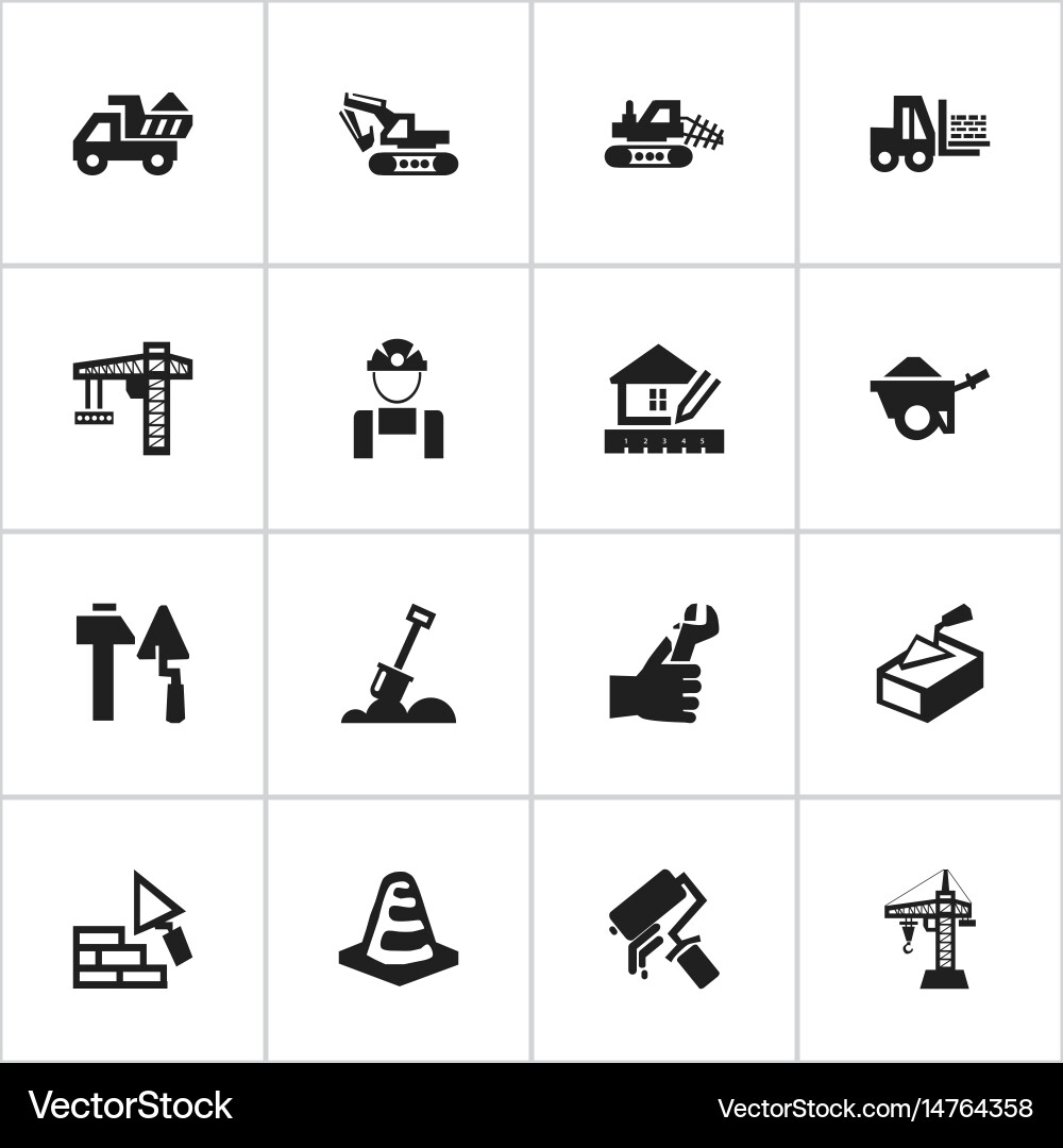 Set of 16 editable structure icons includes vector image