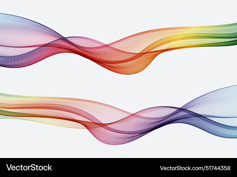 Set of colored abstract wave design elements Vector Image