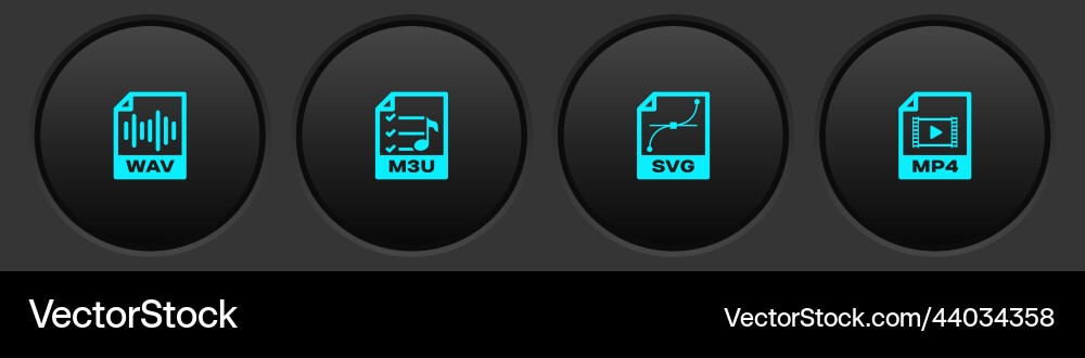 Set wav file document m3u svg and mp4 icon Set wav file document m3u svg and mp4 icon vector image