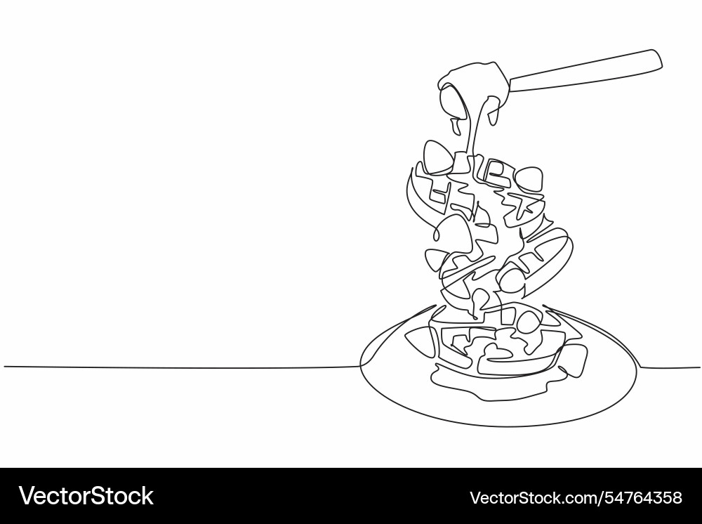 Single continuous line drawing round stacked Single continuous line drawing round stacked vector image