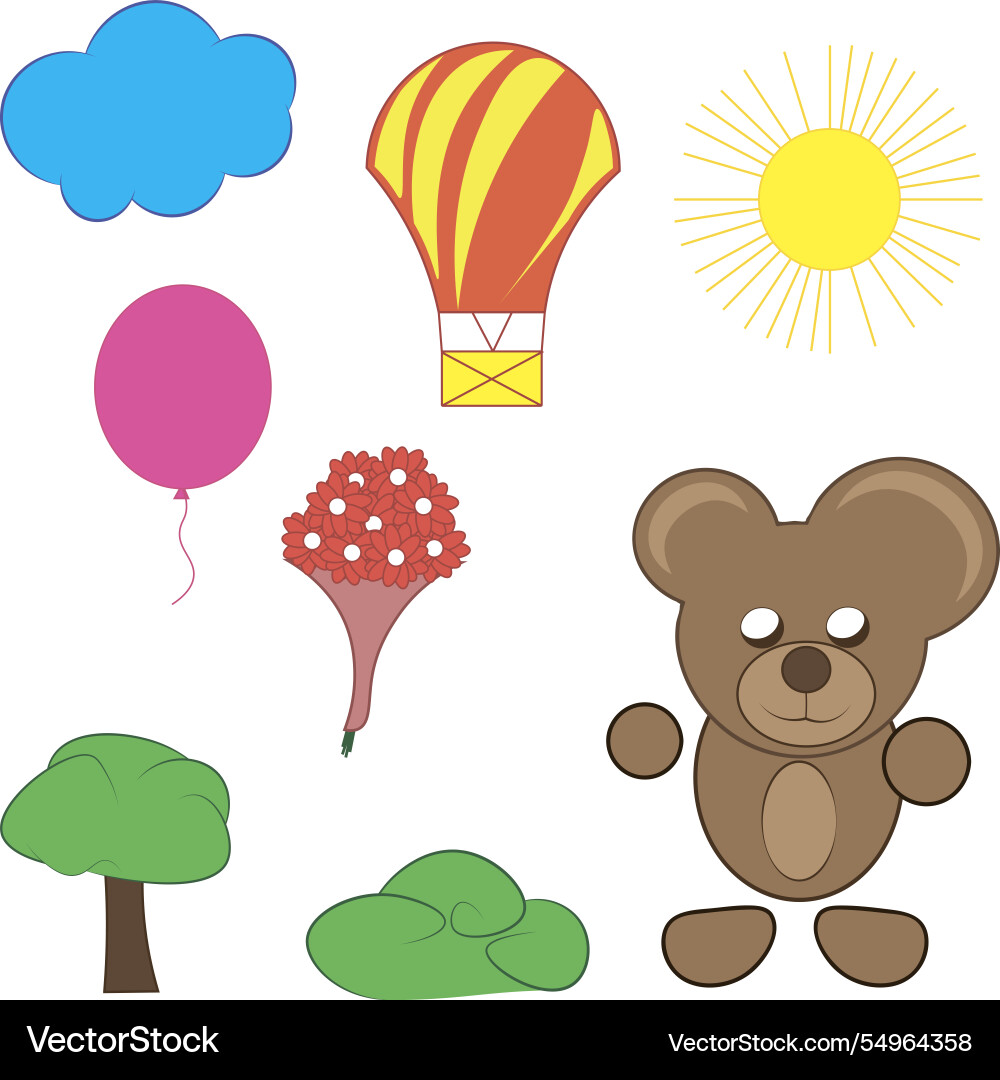 Some elements and characters for a children s Some elements and characters for a children s vector image